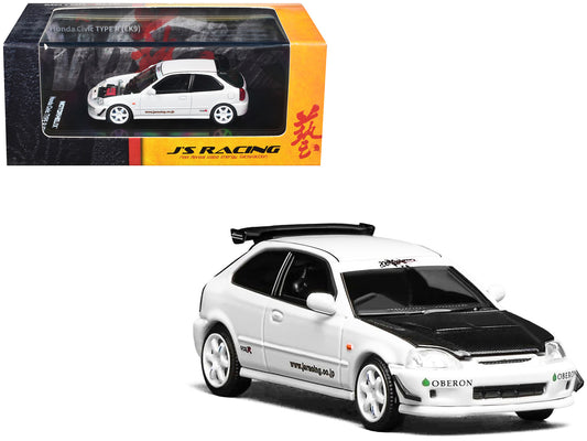 Honda Civic Type R (EK9) RHD (Right Hand Drive) "J's Racing" White 1/64 Diecast Model Car