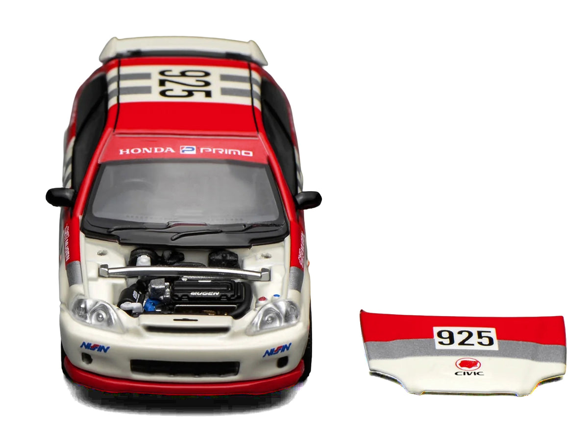 Honda Civic Type R (EK9) RHD (Right Hand Drive) #925 "Idemitsu Motion" White and Red 1/64 Diecast Model Car