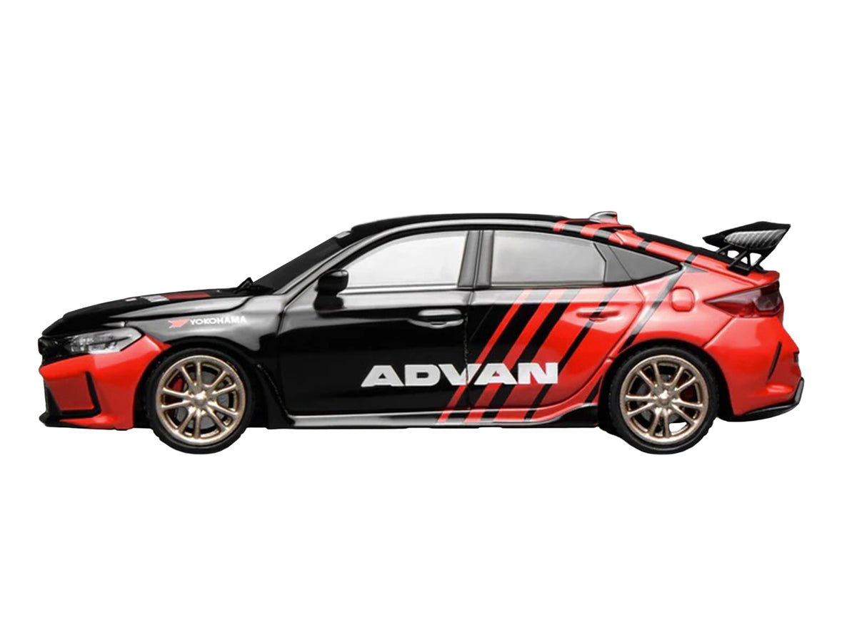 Honda Civic Type R (FL5) RHD (Right Hand Drive) "ADVAN" Black and Red 1/64 Diecast Model Car