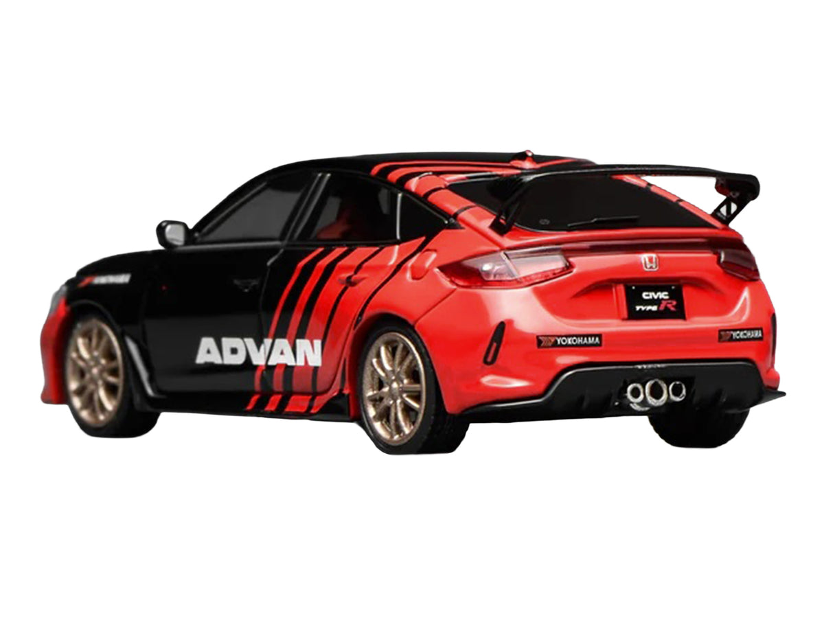 Honda Civic Type R (FL5) RHD (Right Hand Drive) "ADVAN" Black and Red 1/64 Diecast Model Car