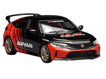 Honda Civic Type R (FL5) RHD (Right Hand Drive) "ADVAN" Black and Red 1/64 Diecast Model Car