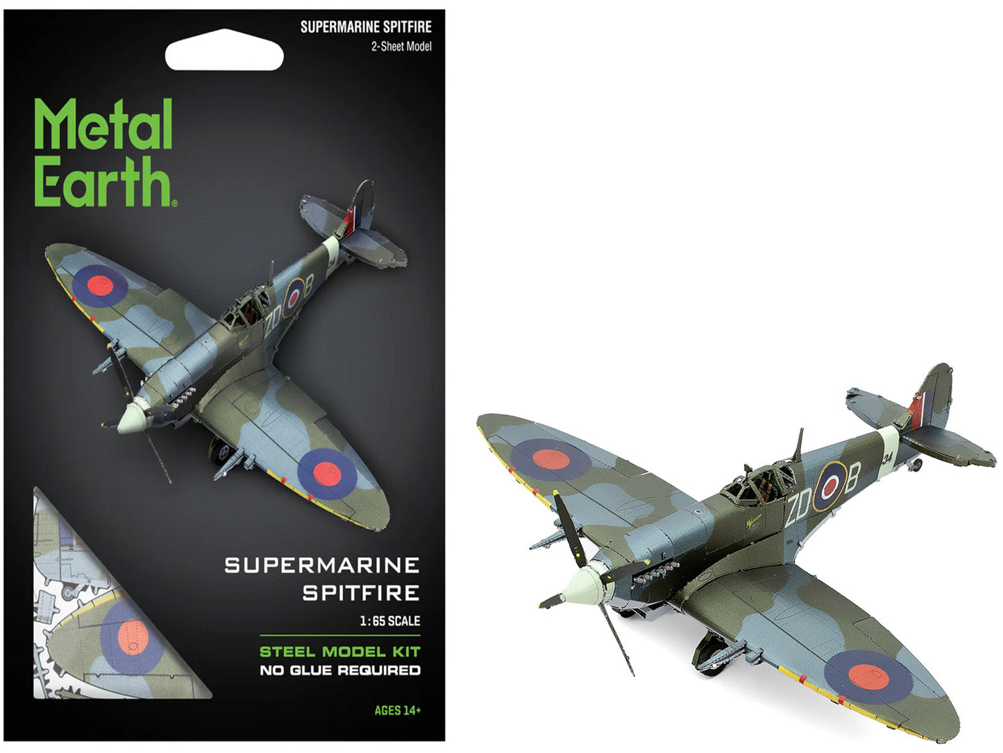 Model Kit Supermarine Spitfire Fighter Aircraft "British Royal Air Force" (Moderate Difficulty) Steel Model