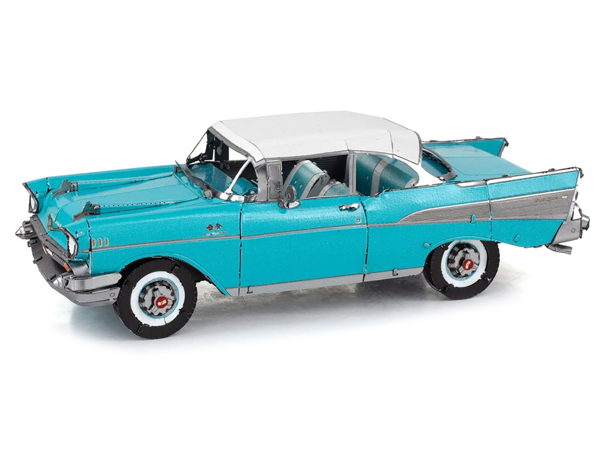 Model Kit 1957 Chevrolet Bel Air Turquoise with White Top (Challenging Difficulty) Steel Model