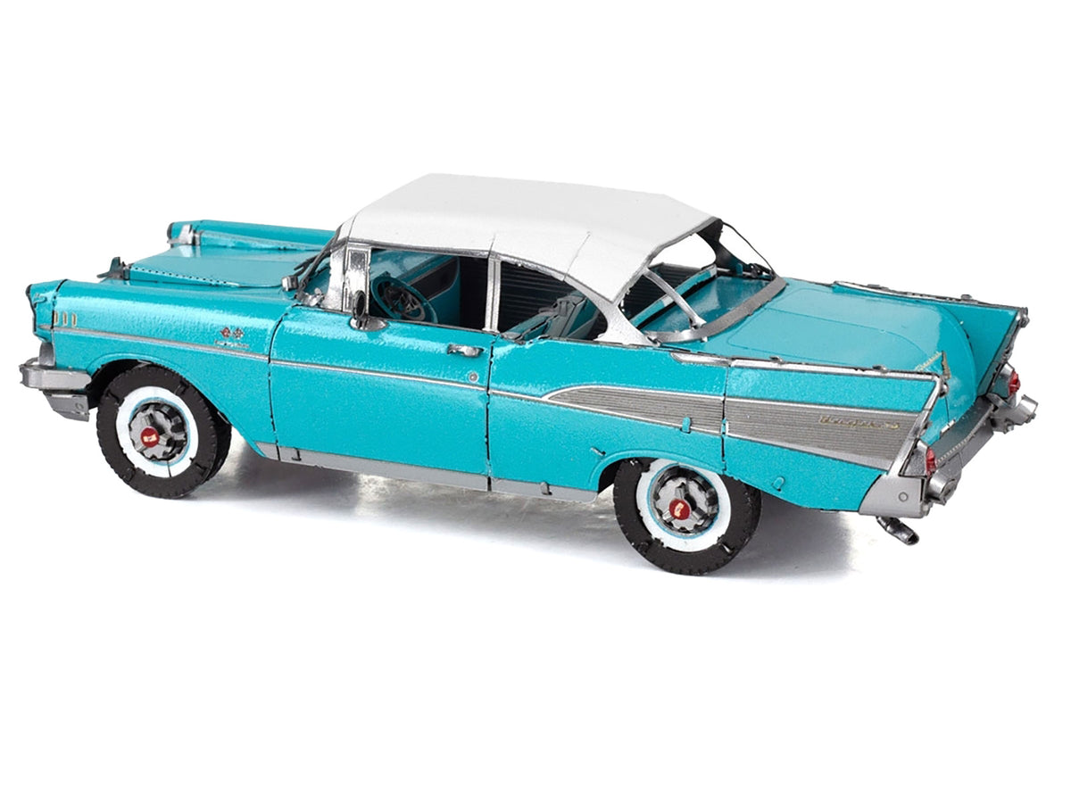 Model Kit 1957 Chevrolet Bel Air Turquoise with White Top (Challenging Difficulty) Steel Model