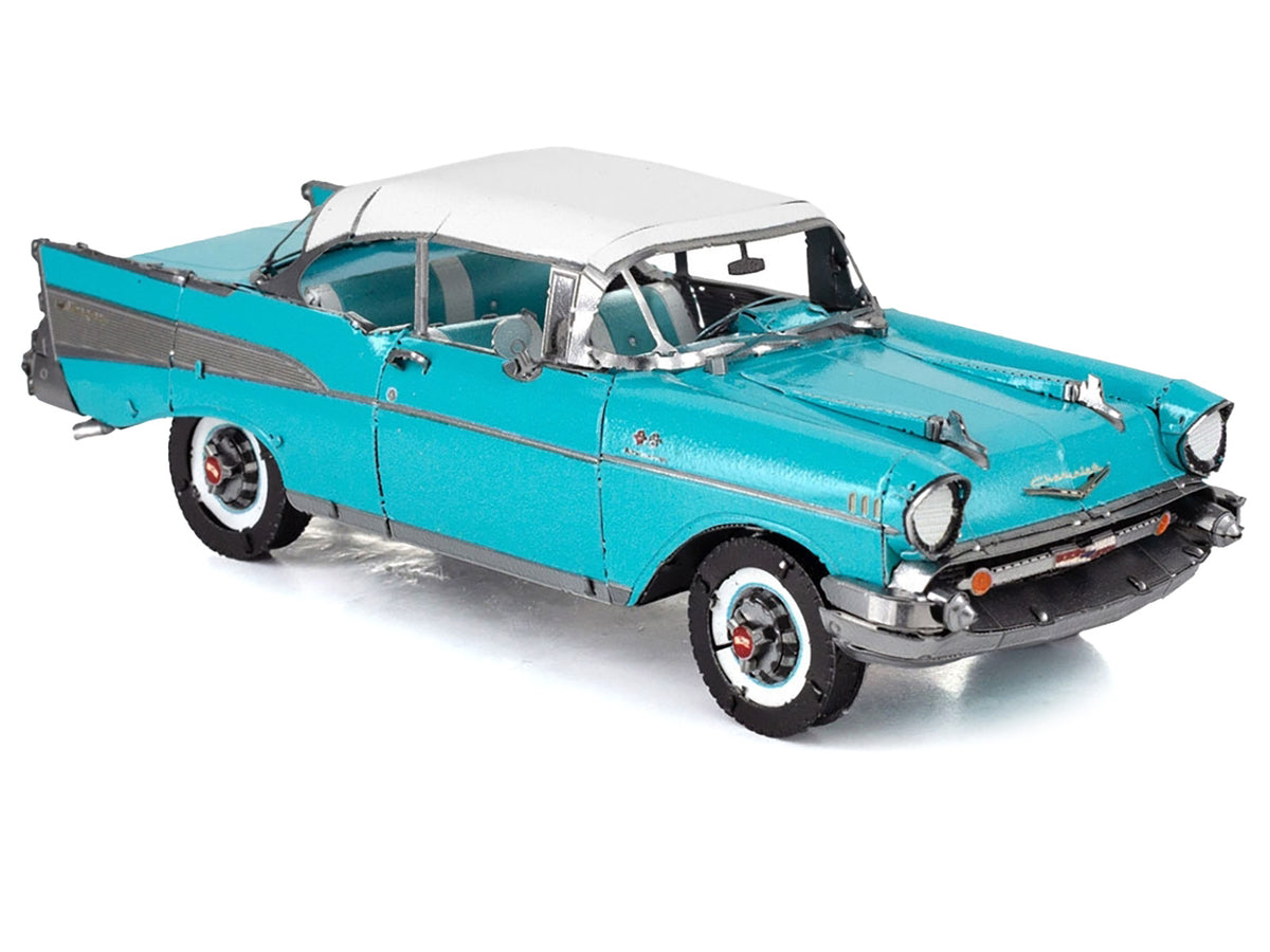 Model Kit 1957 Chevrolet Bel Air Turquoise with White Top (Challenging Difficulty) Steel Model
