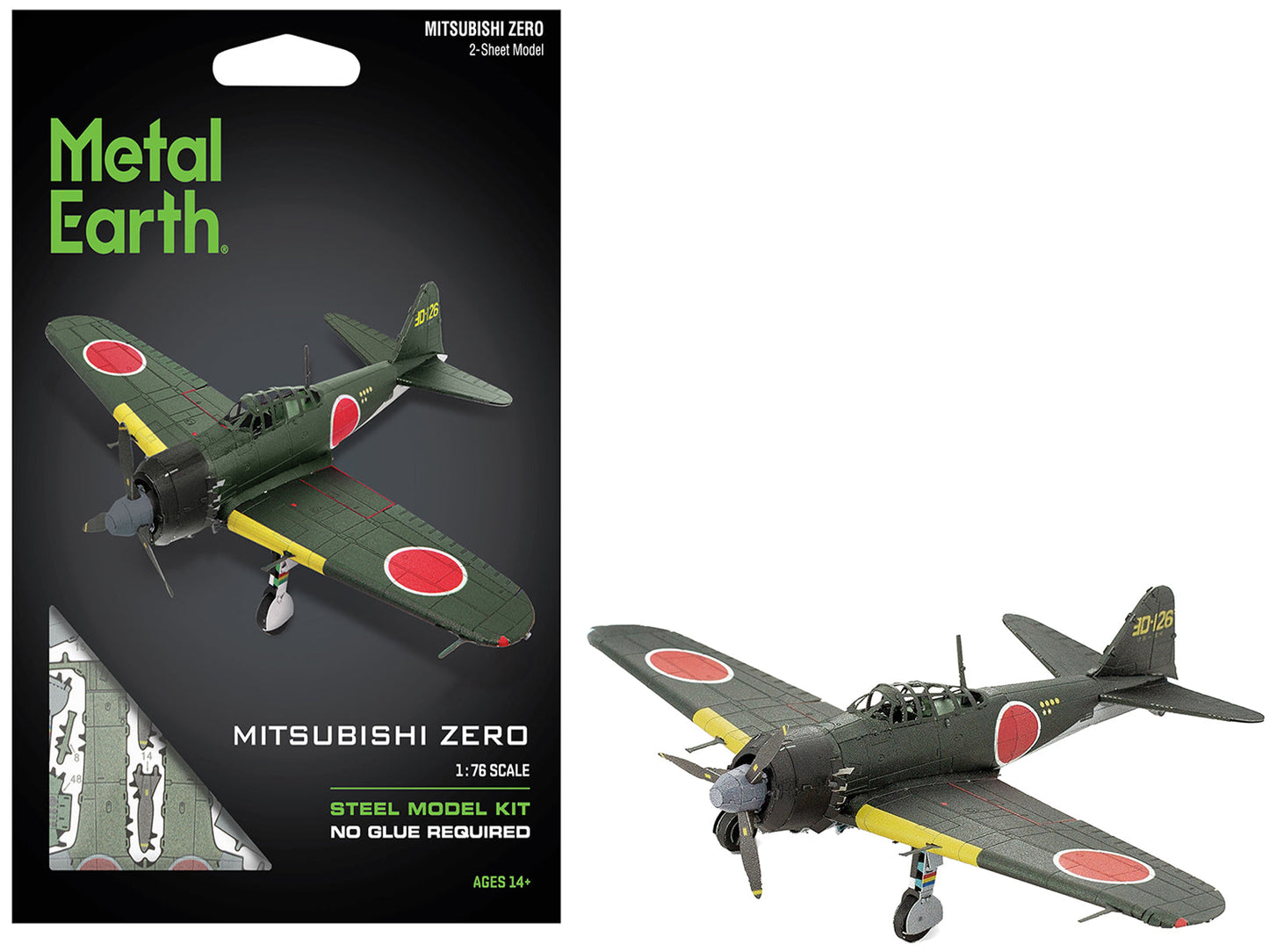 Model Kit Mitsubishi A6M Zero Fighter Aircraft "World War II" Imperial Japanese Navy (Moderate Difficulty) Steel Model