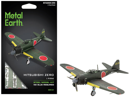 Model Kit Mitsubishi A6M Zero Fighter Aircraft "World War II" Imperial Japanese Navy (Moderate Difficulty) Steel Model