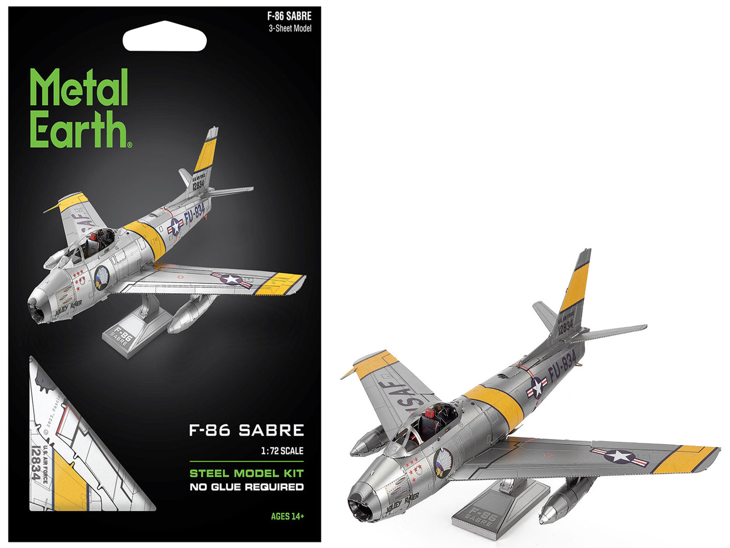 Model Kit North American F-86 Sabre Fighter Aircraft "Jolley Roger" United States Air Force (Moderate Difficulty) Steel Model