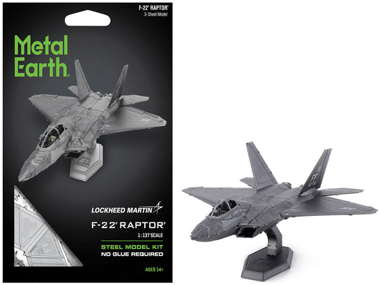 Model Kit Lockheed Martin F-22 Raptor Stealth Aircraft "United States Air Force" (Moderate Difficulty) Steel Model