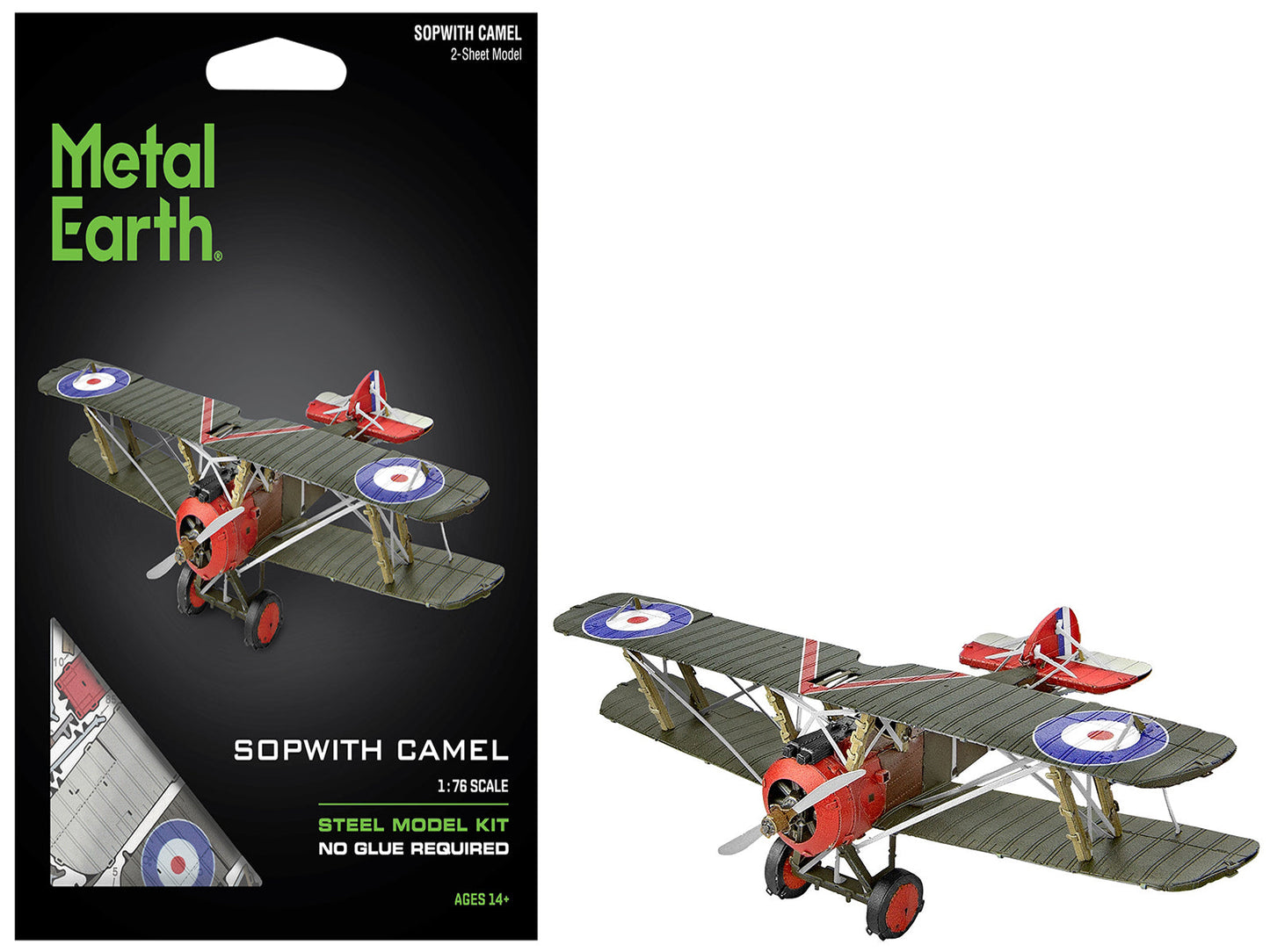 Model Kit Sopwith Camel Aircraft "World War I" British Royal Flying Corps (Moderate Difficulty) Steel Model