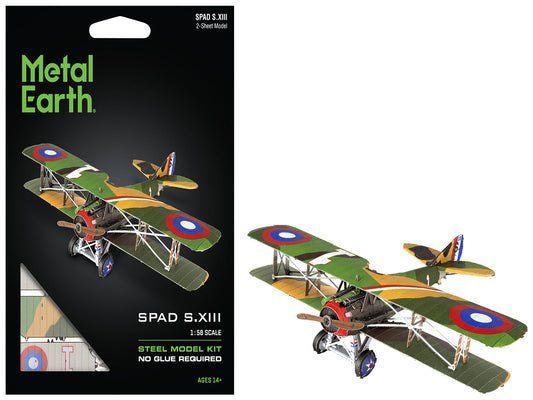 Model Kit SPAD S.XIII Fighter Aircraft "World War I" French Air Force (Moderate Difficulty) Steel Model