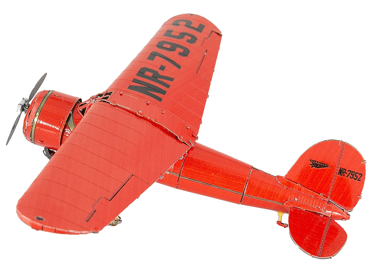 Model Kit Lockheed Vega 5B Monoplane Aircraft "Little Red Bus - Amelia Earhart" Red (Moderate Difficulty) Steel Model