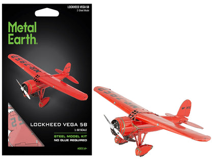 Model Kit Lockheed Vega 5B Monoplane Aircraft "Little Red Bus - Amelia Earhart" Red (Moderate Difficulty) Steel Model