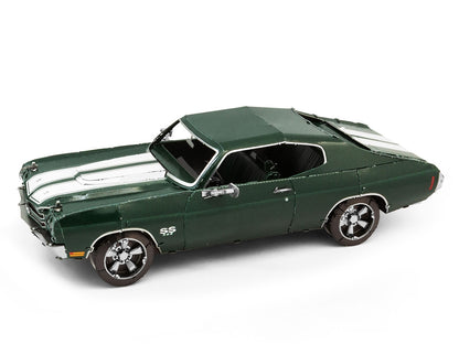 Model Kit 1970 Chevrolet Chevelle SS Green with White Stripes (Challenging Difficulty) Steel Model