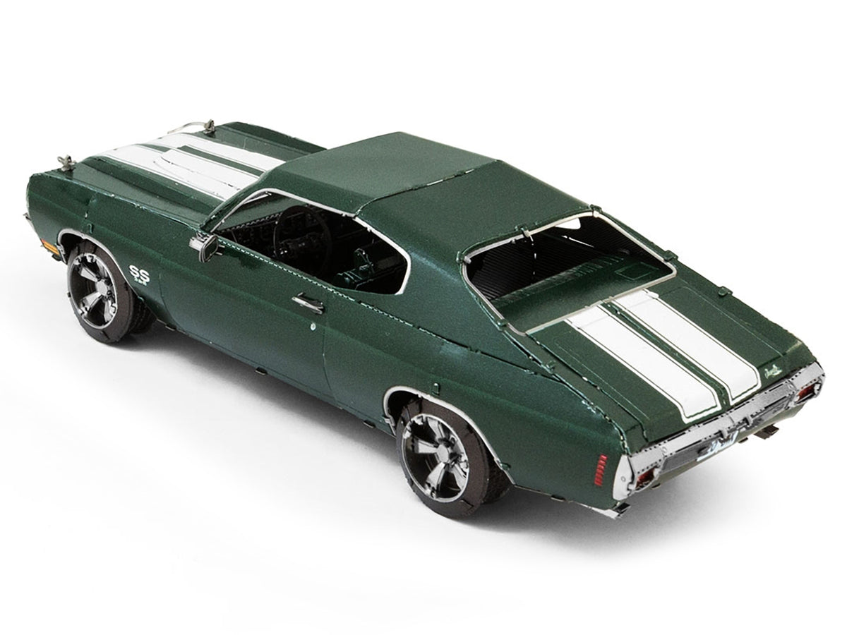 Model Kit 1970 Chevrolet Chevelle SS Green with White Stripes (Challenging Difficulty) Steel Model
