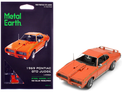 Model Kit 1969 Pontiac GTO Judge Orange with Black Stripes (Moderate Difficulty) Steel Model