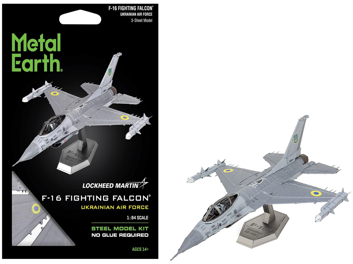 Model Kit Lockheed Martin F-16 Fighting Falcon Aircraft "Ukrainian Air Force" (Moderate Difficulty) Steel Model