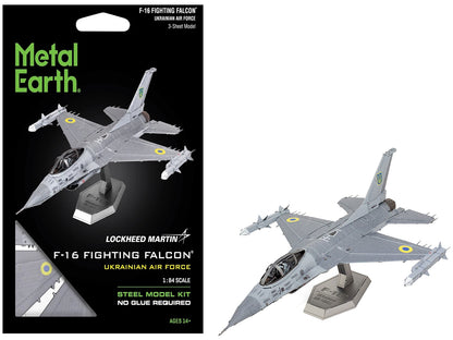Model Kit Lockheed Martin F-16 Fighting Falcon Aircraft "Ukrainian Air Force" (Moderate Difficulty) Steel Model