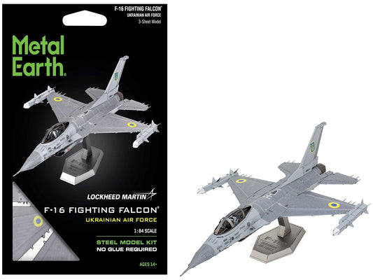Model Kit Lockheed Martin F-16 Fighting Falcon Aircraft "Ukrainian Air Force" (Moderate Difficulty) Steel Model