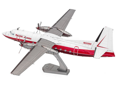 Model Kit Fairchild F-27 Commercial Aircraft "Pacific Alaska" White with Red Stripes (Moderate Difficulty) Steel Model