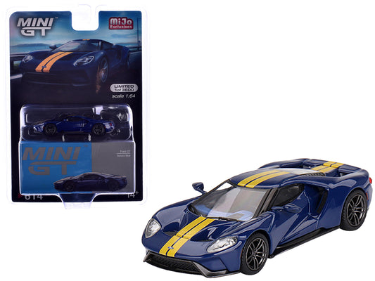 Ford GT Sunoco Blue with Yellow Stripes Limited Edition to 3600 pieces Worldwide 1/64 Diecast Model Car