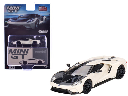 Ford GT "1964 Prototype Heritage Edition" Wimbledon White with Black Hood and Stripe Limited Edition to 2400 pieces Worldwide 1/64 Diecast Model Car