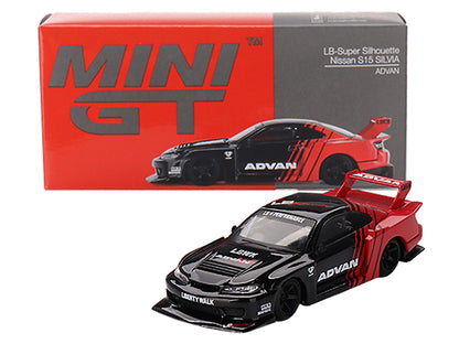 Nissan "LB-Super Silhouette" S15 SILVIA RHD (Right Hand Drive) Red and Black "ADVAN" Limited Edition 1/64 Diecast Model Car