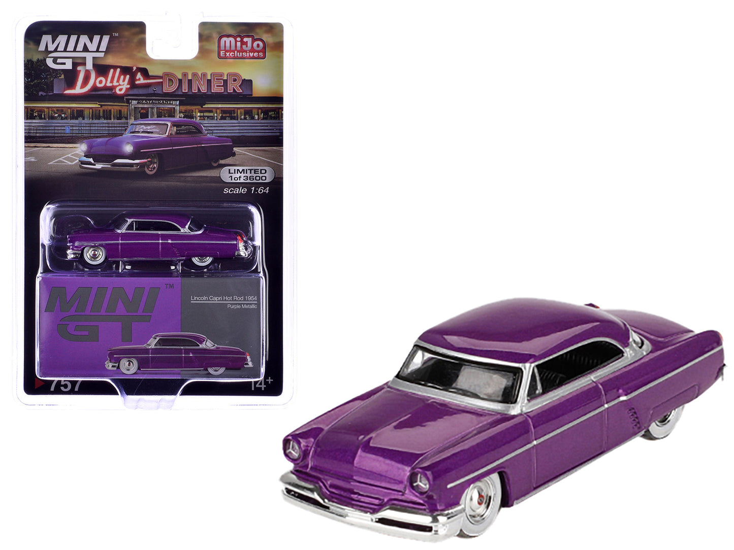 1954 Lincoln Capri Hot Rod Purple Metallic Limited Edition to 3600 pieces Worldwide 1/64 Diecast Model Car
