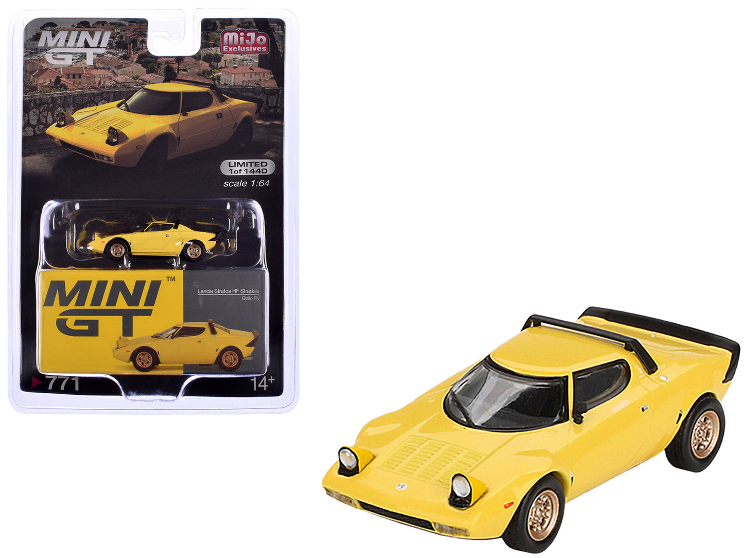 Lancia Stratos HF Stradale Giallo Fly Yellow Limited Edition to 1440 pieces Worldwide 1/64 Diecast Model Car