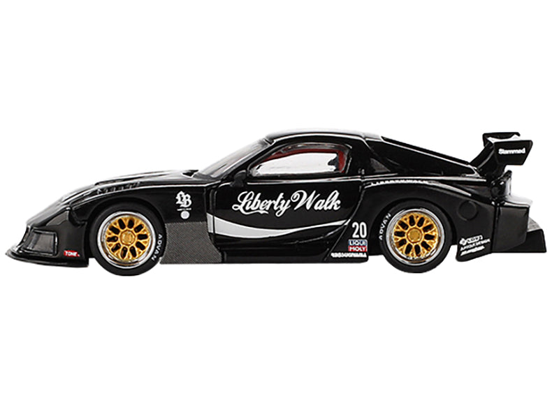 Mazda RX-7 LB-Super Silhouette #20 "Liberty Walk" Black Limited Edition 1/64 Diecast Model Car