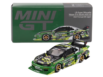 Nissan "LB-Super Silhouette" S15 SILVIA RHD (Right Hand Drive) #555 "V2" Yukio Fausto "Formula Drift Japan" (2024) Limited Edition 1/64 Diecast Model Car