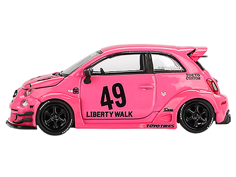 ABARTH 595 #49 "LB-Works x Abas Works" Pink Limited Edition 1/64 Diecast Model Car