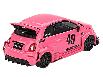 ABARTH 595 #49 "LB-Works x Abas Works" Pink Limited Edition 1/64 Diecast Model Car