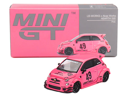 ABARTH 595 #49 "LB-Works x Abas Works" Pink Limited Edition 1/64 Diecast Model Car