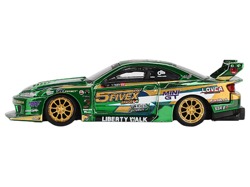 Nissan Silvia (S15) LB-Super Silhouette RHD (Right Hand Drive) "Fausto Racing 2024" Green Metallic Limited Edition 1/64 Diecast Model Car