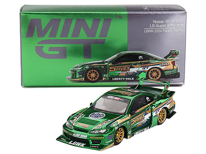 Nissan Silvia (S15) LB-Super Silhouette RHD (Right Hand Drive) "Fausto Racing 2024" Green Metallic Limited Edition 1/64 Diecast Model Car