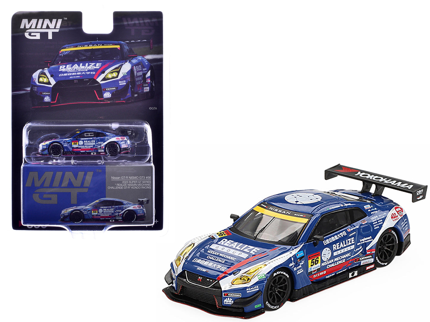 Nissan GT-R NISMO GT3 #56 Joao Paulo de Oliveira - Teppei Natori "REALIZE Nissan Mechanic Challenge GT-R" "Super GT Series" (2023) Limited Edition 1/64 Diecast Model Car