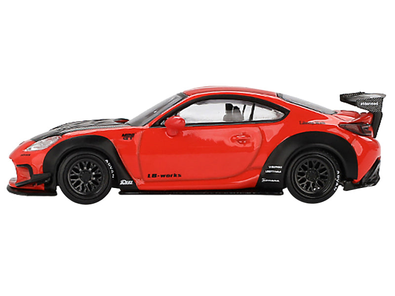 Toyota GR86 "LB-Nation - Liberty Walk" Red with Carbon Hood Limited Edition 1/64 Diecast Model Car