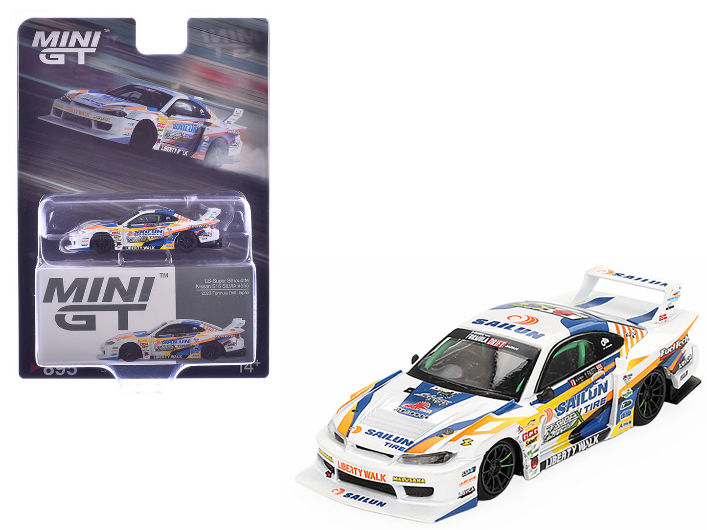 Nissan "LB-Super Silhouette" S15 SILVIA RHD (Right Hand Drive) #555 Yukio Fausto "Formula Drift Japan" (2023) Limited Edition 1/64 Diecast Model Car