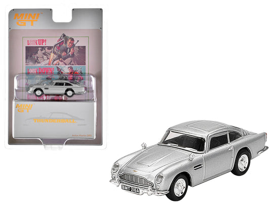 Aston Martin DB5 RHD (Right Hand Drive) Birch Silver Metallic 007 James Bond "Thunderball" (1965) Movie Limited Edition 1/64 Diecast Model Car