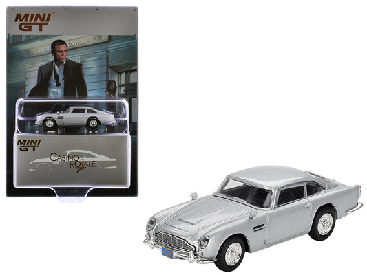 Aston Martin DB5 Birch Silver Metallic 007 James Bond "Casino Royale" (2006) Movie Limited Edition 1/64 Diecast Model Car