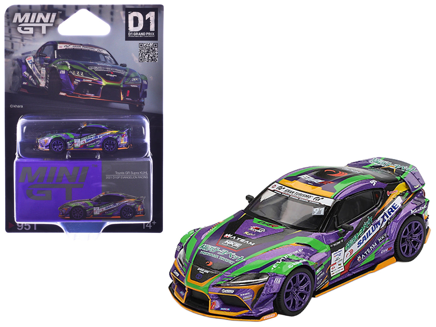 Toyota GR Supra KUHL RHD (Right Hand Drive) #91 Shingo Hatanaka "Evangelion Racing" "D1 Grand Prix" (2021) Limited Edition 1/64 Diecast Model Car
