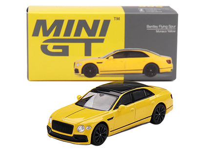 Bentley Flying Spur Monaco Yellow with Black Top Limited Edition 1/64 Diecast Model Car