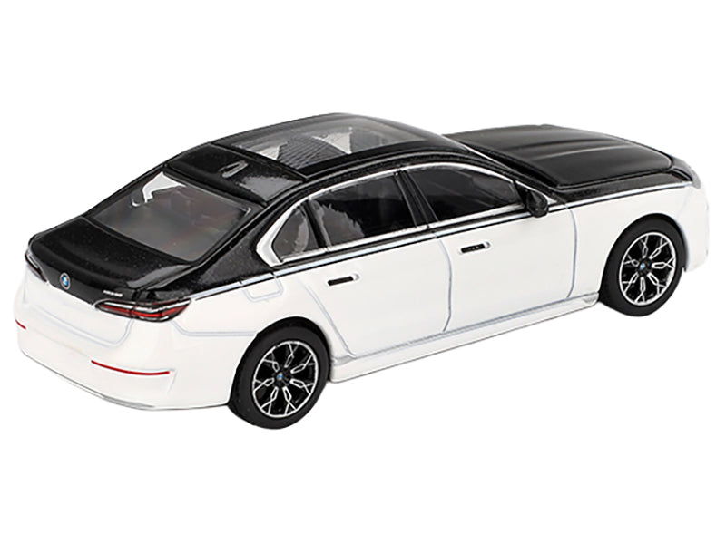 BMW i7 xDrive60 Dravit Alpine White and Black Sapphire Limited Edition 1/64 Diecast Model Car