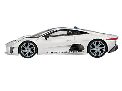 Jaguar C-X75 Silver Metallic with Blue Stripes Limited Edition 1/64 Diecast Model Car