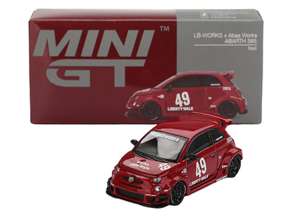 ABARTH 595 #49 "LB-Works x Abas Works" Red Limited Edition 1/64 Diecast Model Car