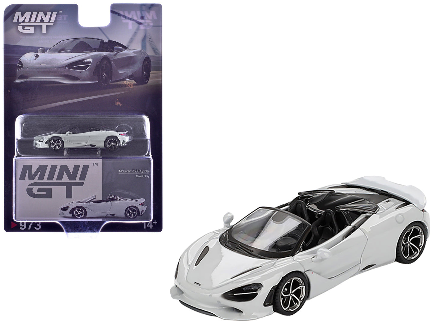 McLaren 750S Spider Cirrus Gray Limited Edition 1/64 Diecast Model Car