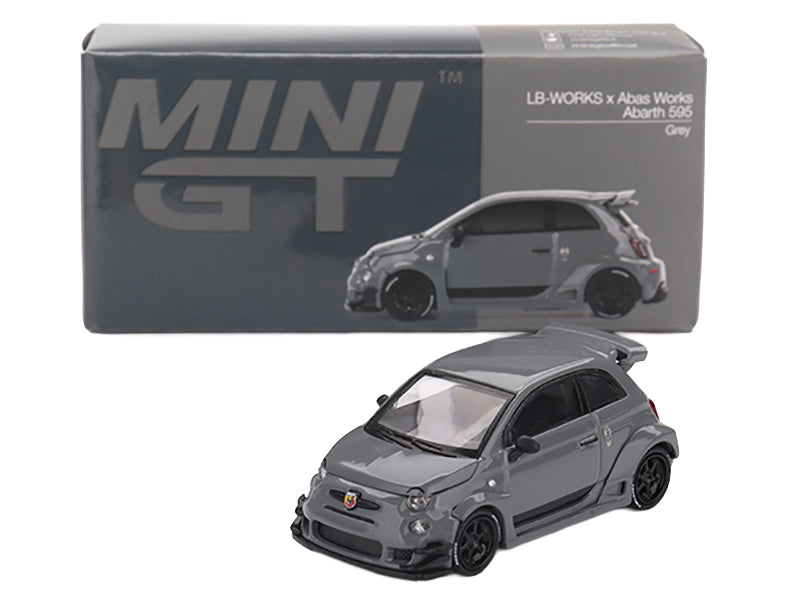 ABARTH 595 #49 "LB-Works x Abas Works" Gray Limited Edition 1/64 Diecast Model Car