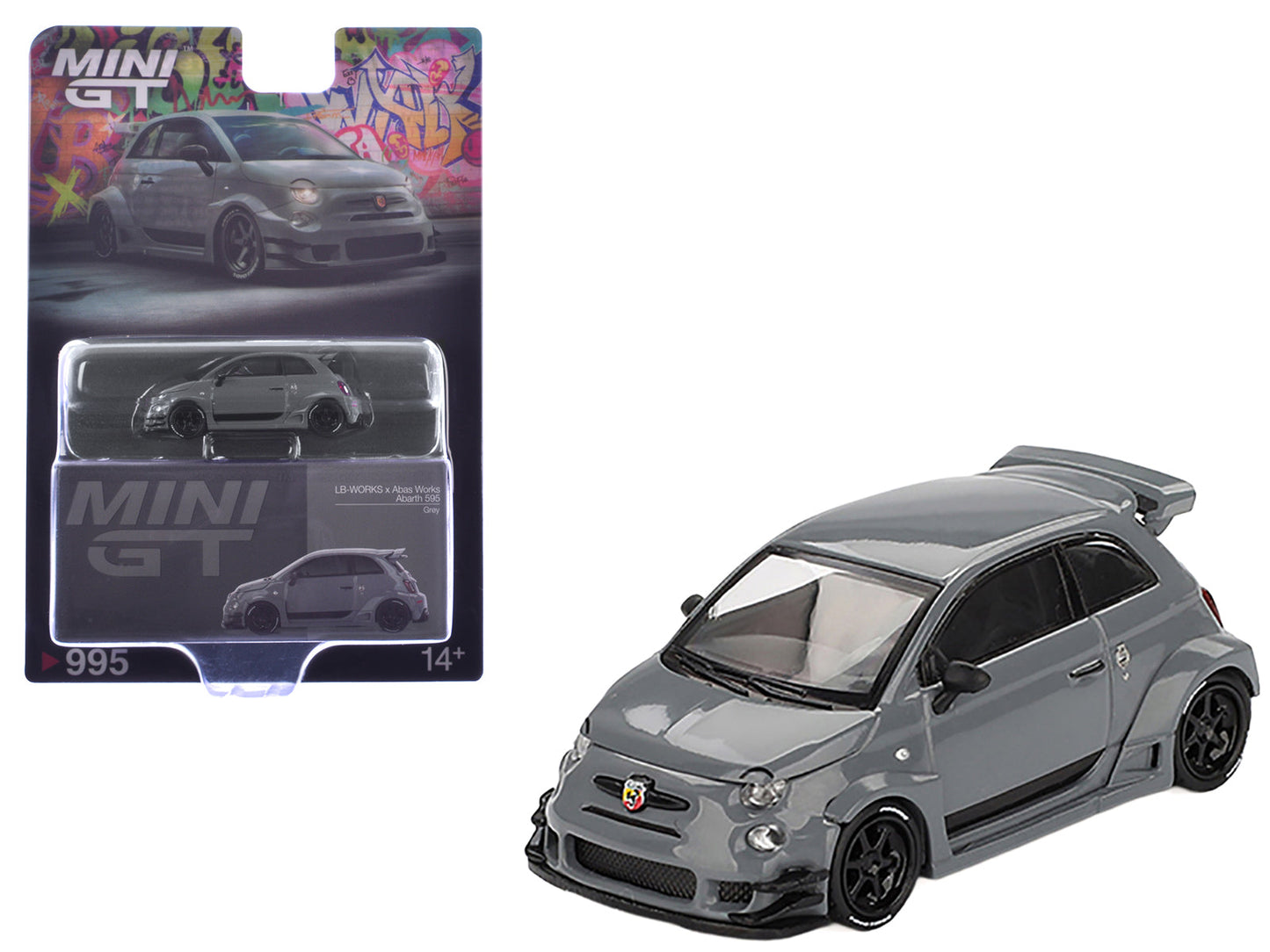 ABARTH 595 #49 "LB-Works x Abas Works" Gray Limited Edition 1/64 Diecast Model Car