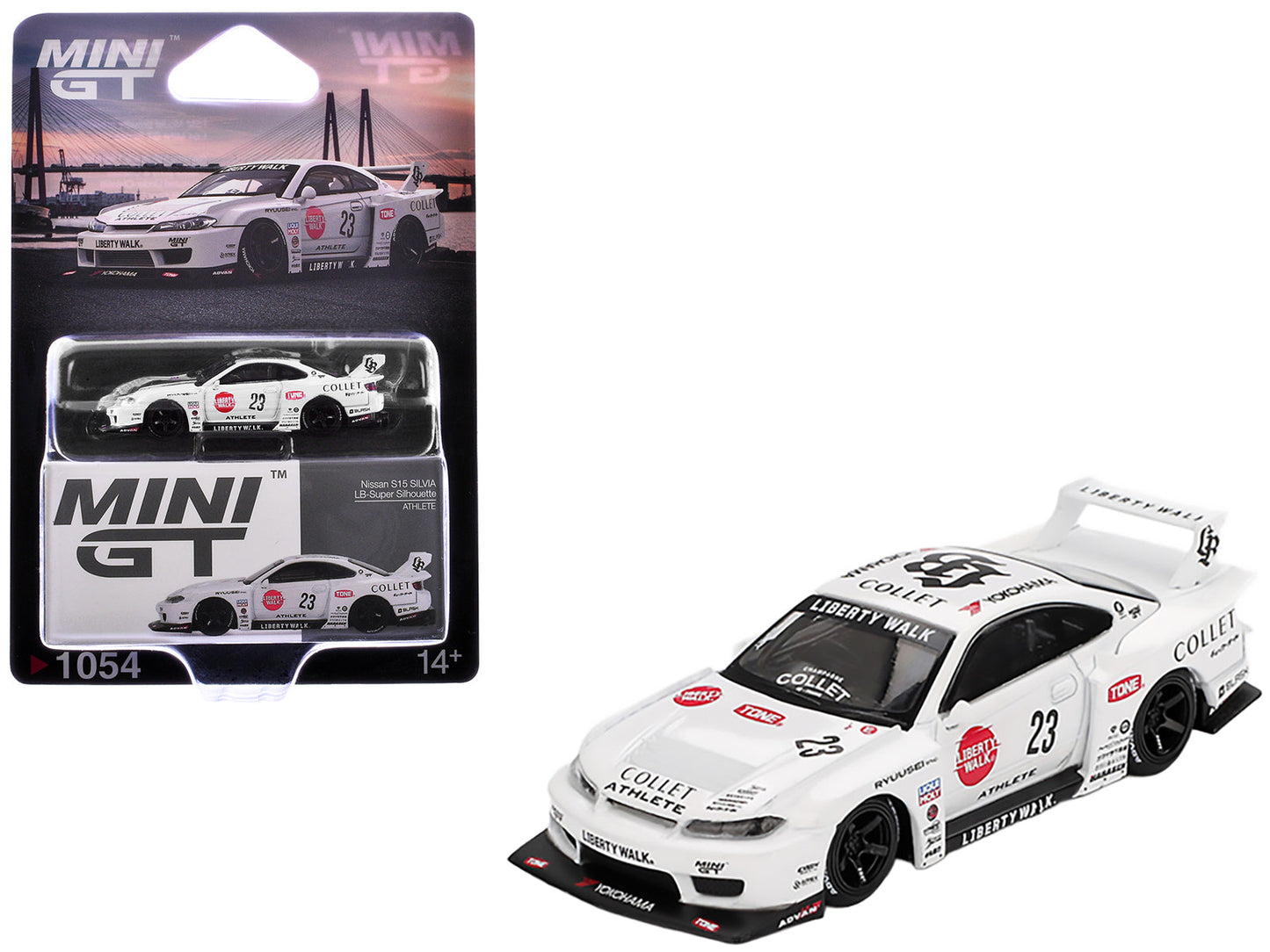 Nissan Silvia (S15) LB-Super Silhouette RHD (Right Hand Drive) #23 "Athlete" White with Graphics Limited Edition 1/64 Diecast Model Car